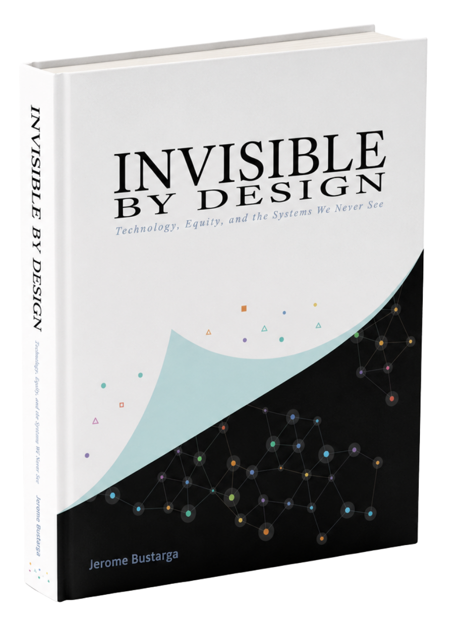 Invisible by Design — angled cover mockup