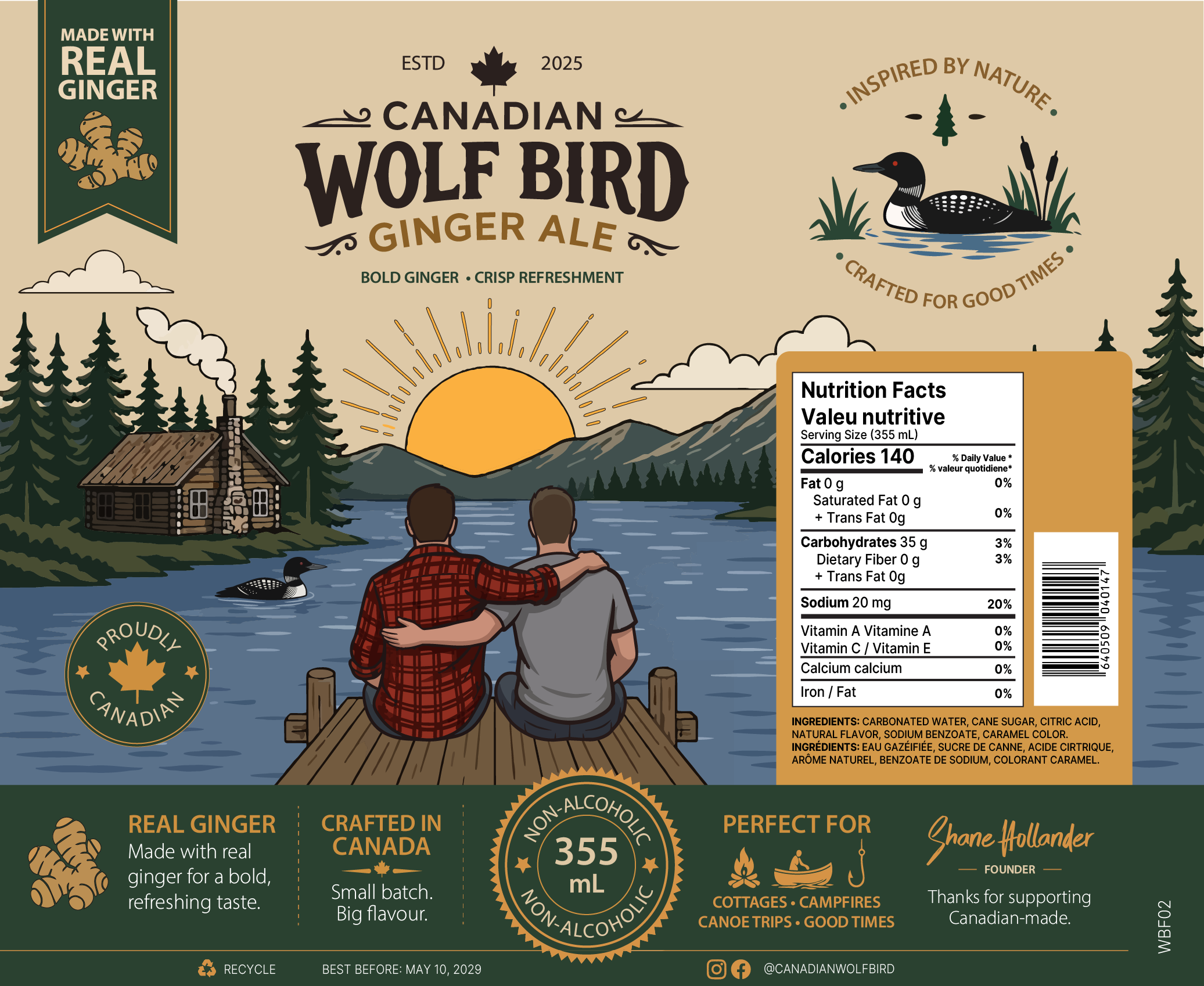 Flattened Canadian Wolf Bird can label artwork