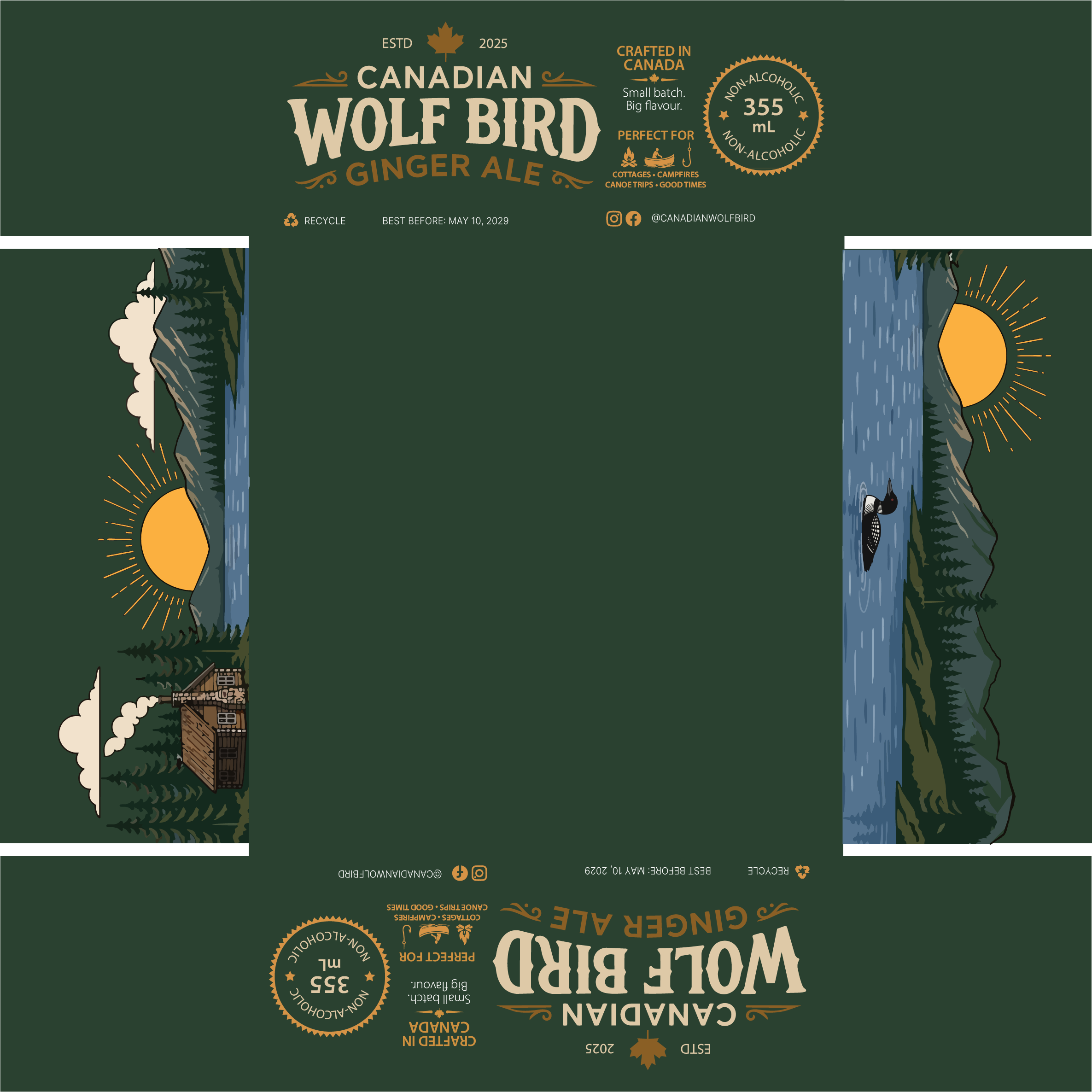 Canadian Wolf Bird four-pack carrier dieline